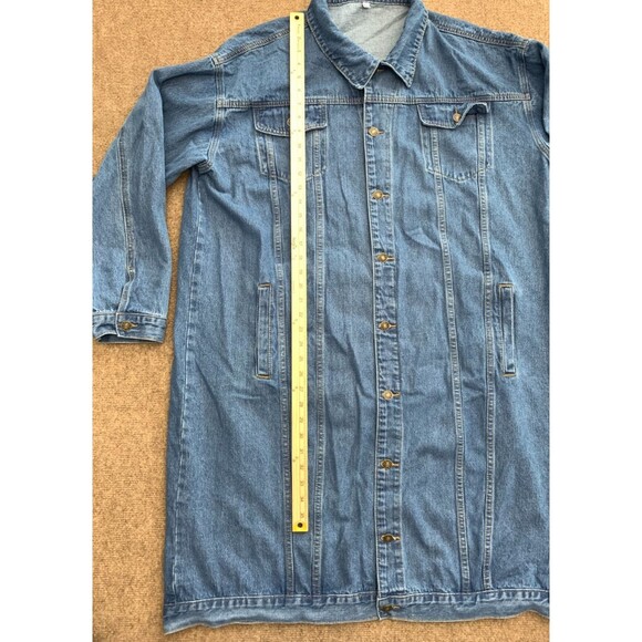 Womens Denim Jacket Size 4XL Boyfriend Trench Long Trucker Oversized Button-Up - Picture 5 of 9